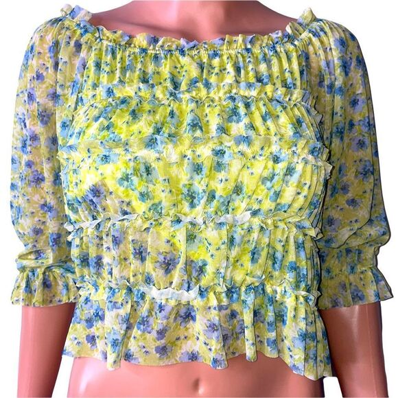 Juniors' SO blouse Mesh Gathered Ruffled Top
MEDIUM, Lemon Blue- NEW-cropped - Picture 6 of 15